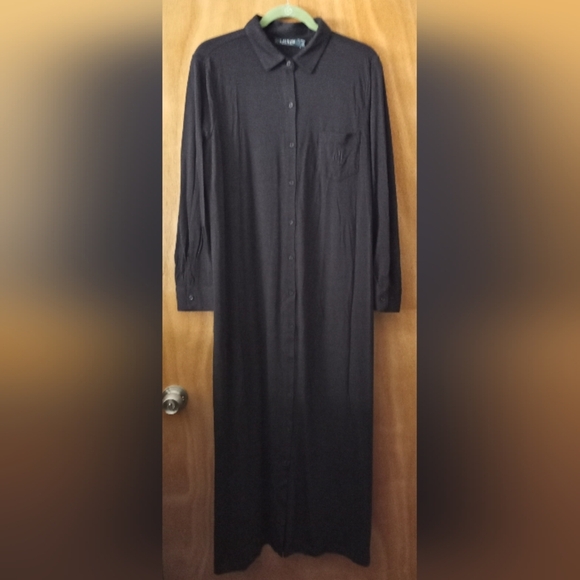 Lauren Ralph Lauren Women's Large Black Button-Down Loungewear Gown - Picture 2 of 6